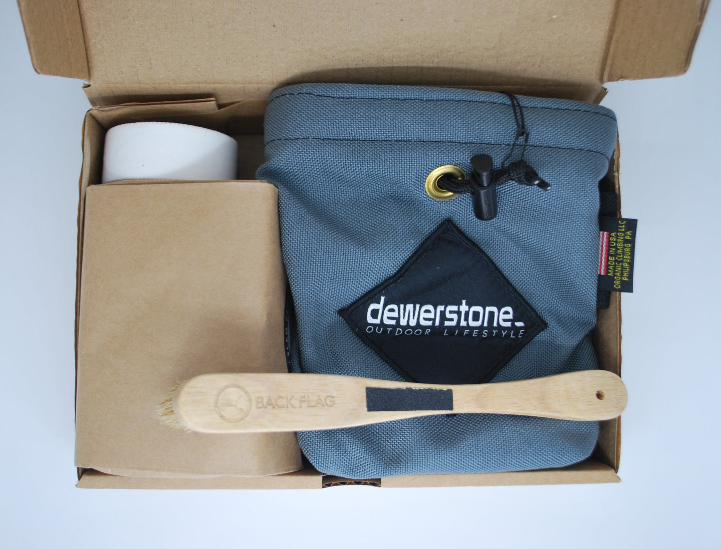 Grey Climbing chalk bag and accessories